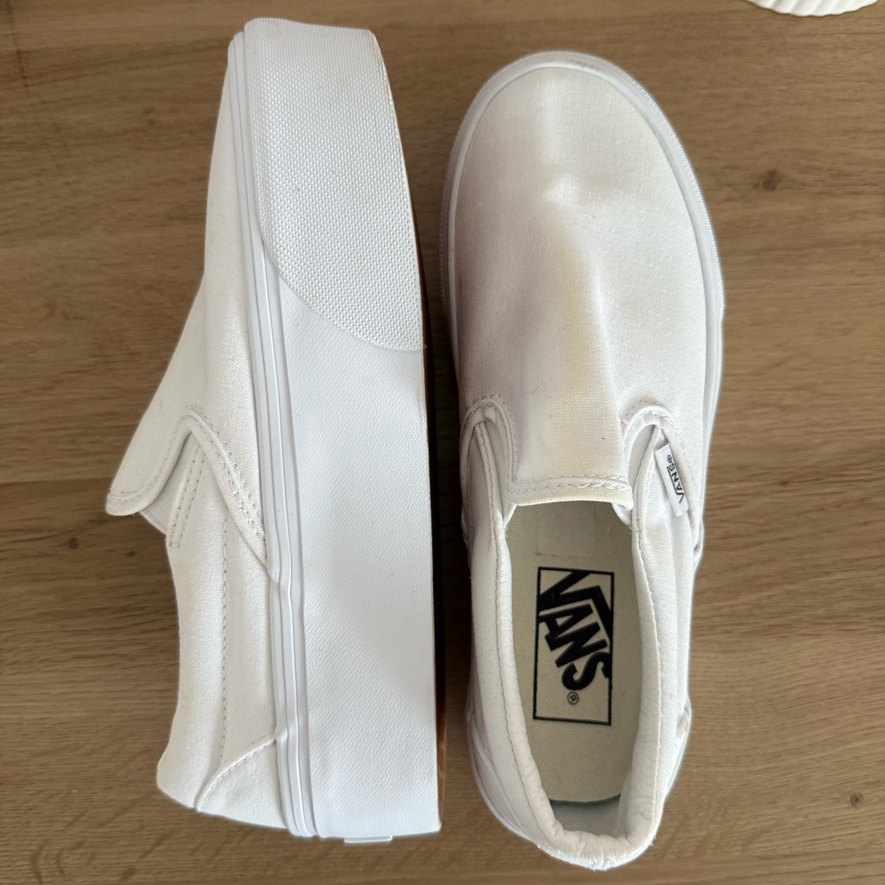 Vans Classic White Platform Slip-On Sneakers
